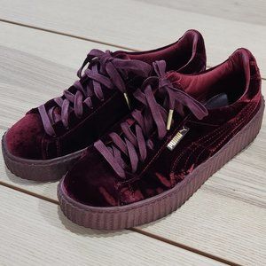 Puma Fenty by Rihanna Creeper Velvet Burgundy Wine Sneakers/Shoes Size 9.5